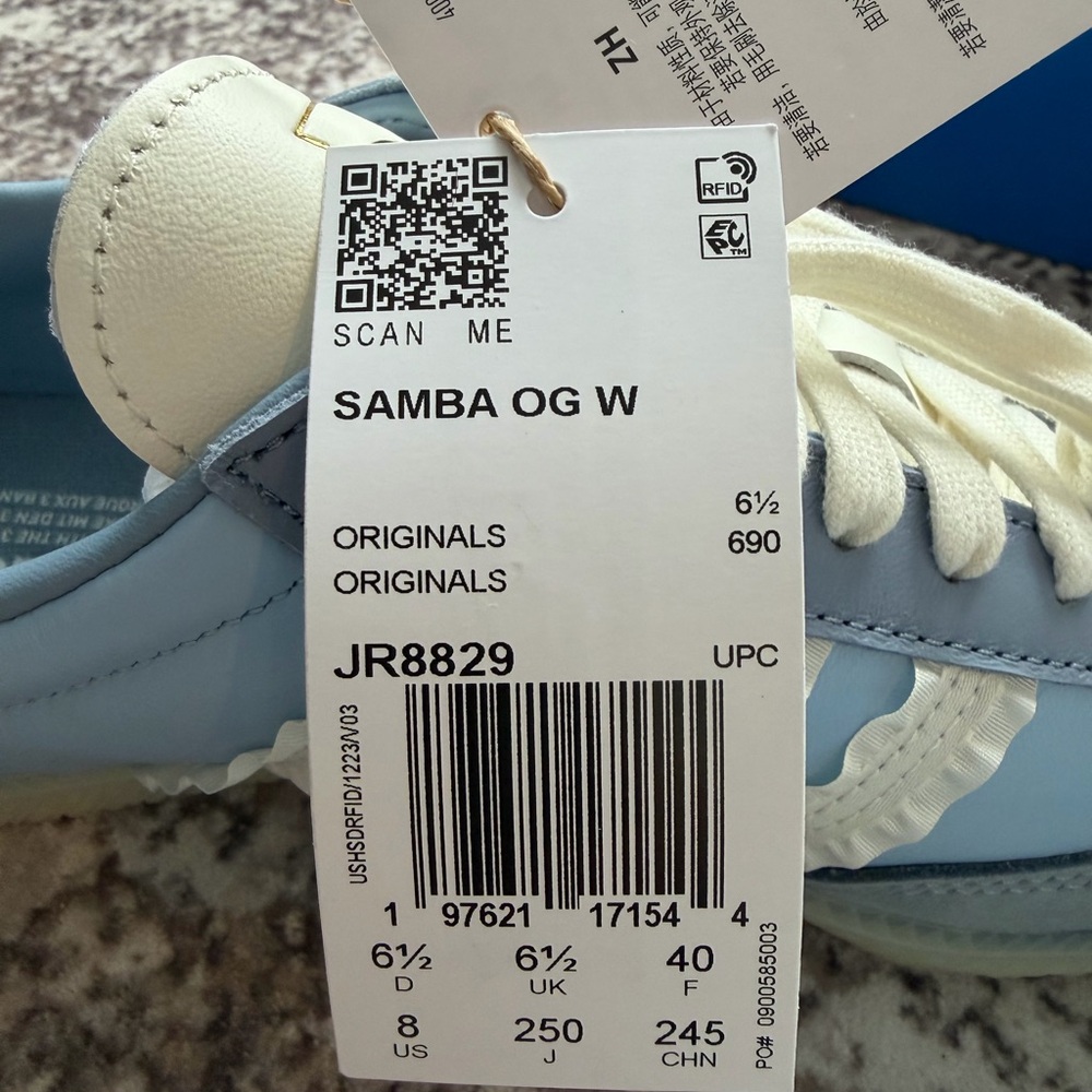 Adidas Women’s Samba OG Sky Blue with White Ruffle JR8829 size 8 - Picture 5 of 6